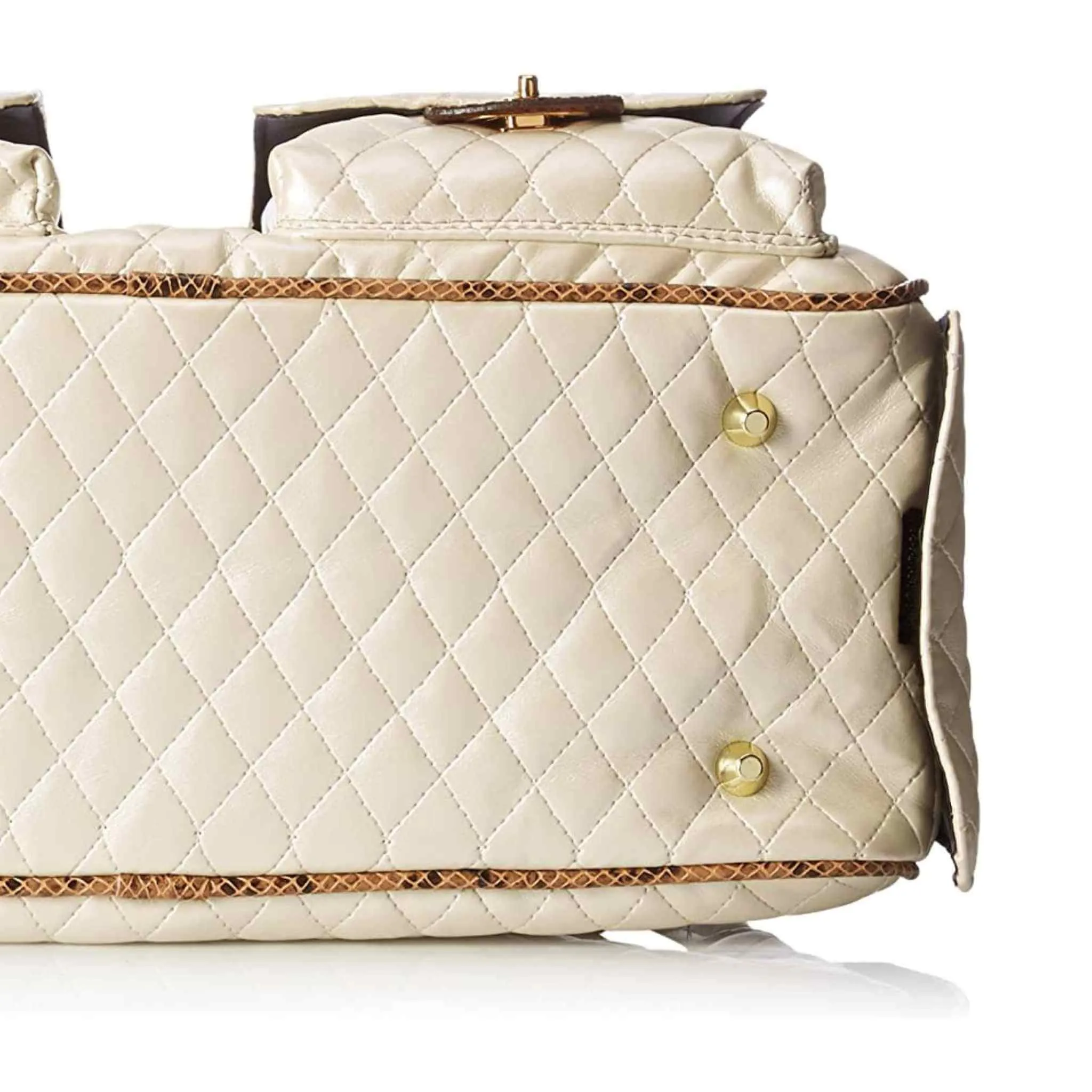 Petote Marlee Designer Dog Purse - Ivory Quilted