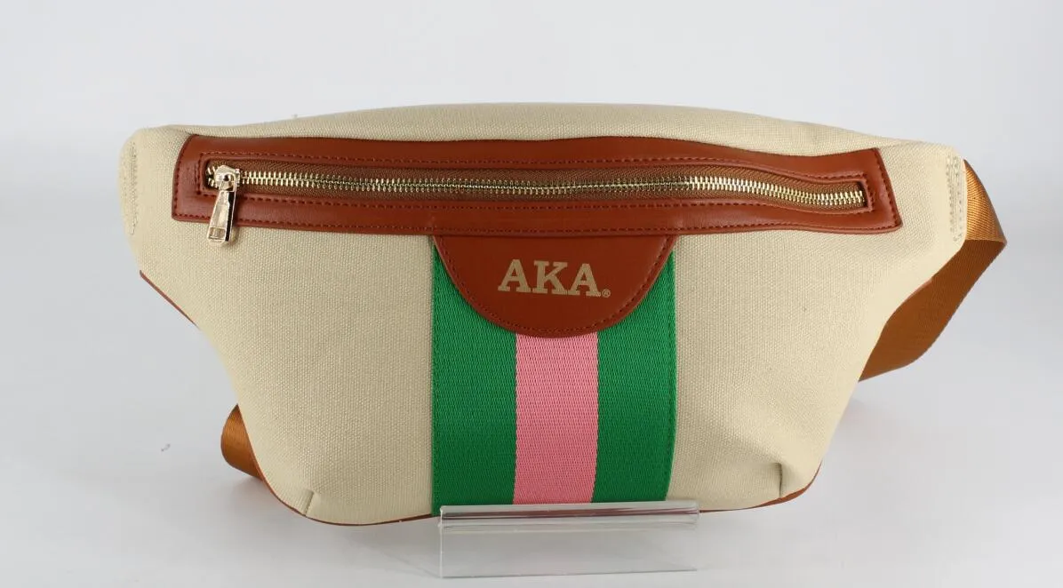 Pink and Green Canvas Belt Bag