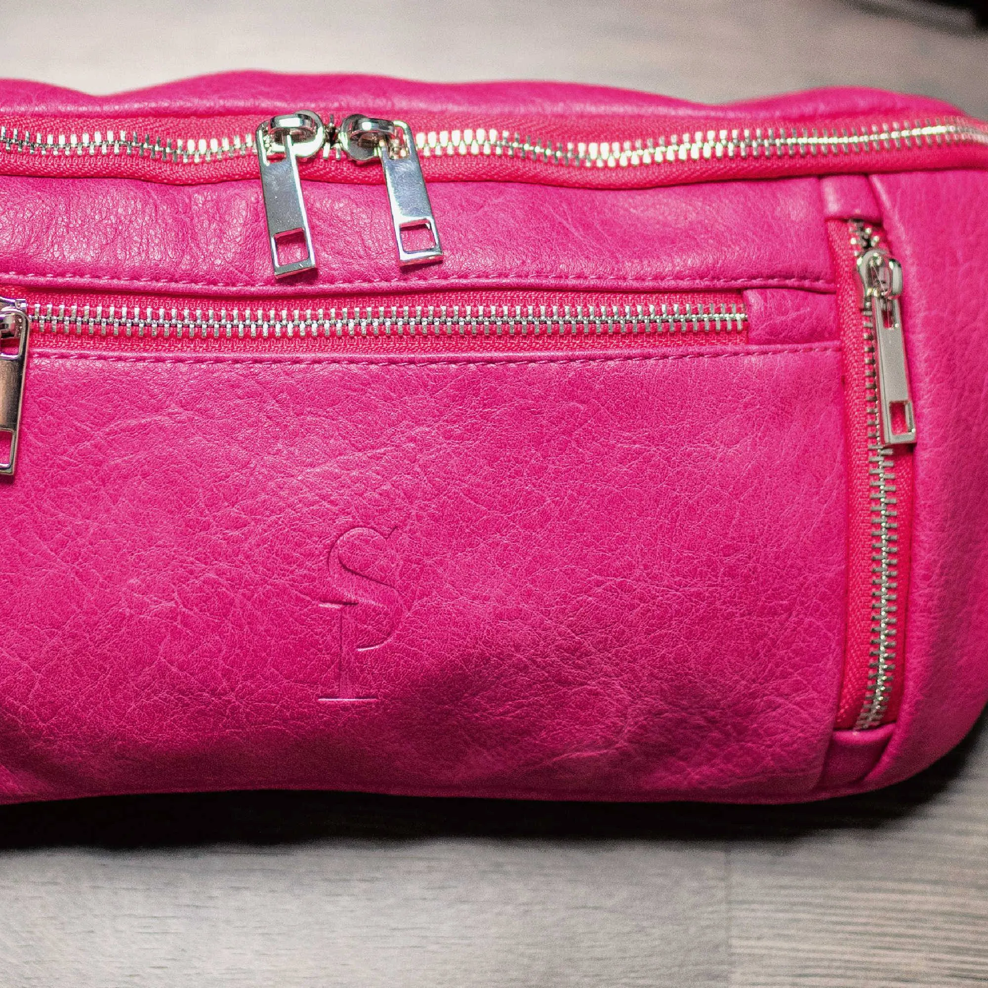 Pink Leather Cross Body-Waist Bag