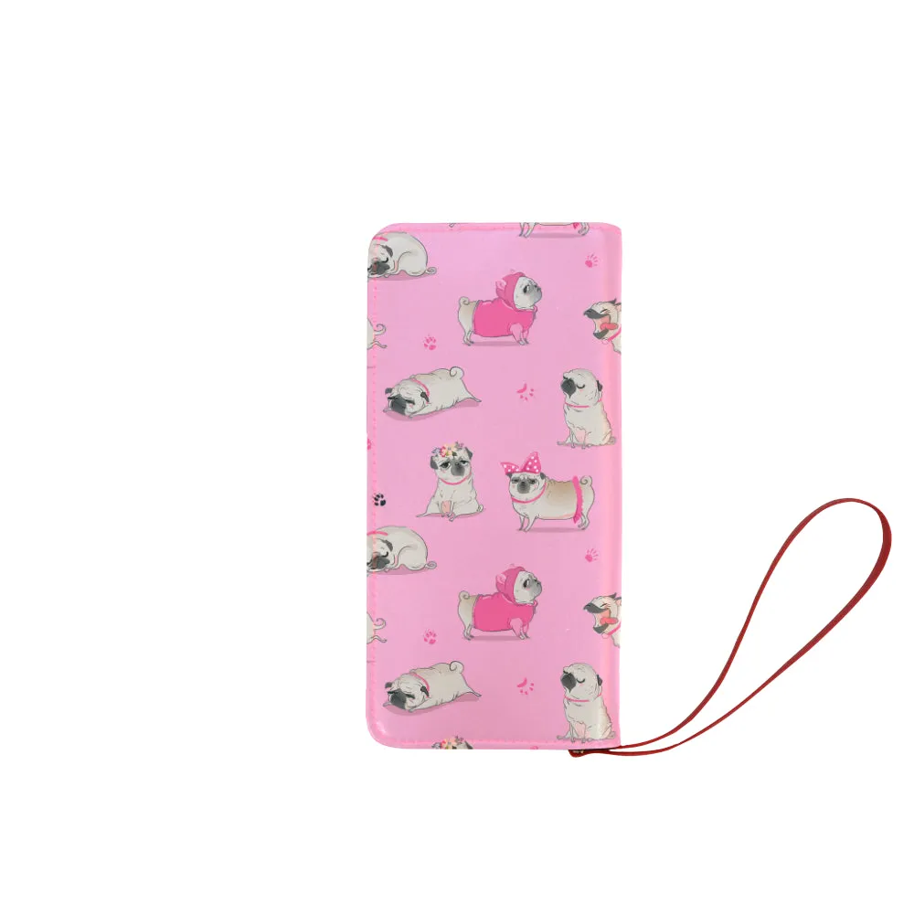 Pink Pug cute Women's Clutch Wallet