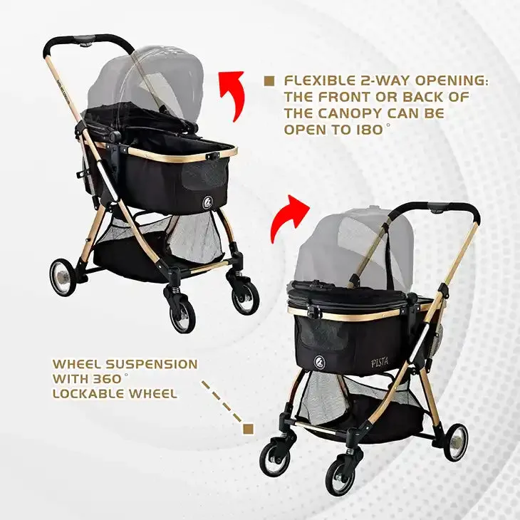 Pista Lightweight 3-in-1 Travel Pet Stroller (up to 45 lbs)