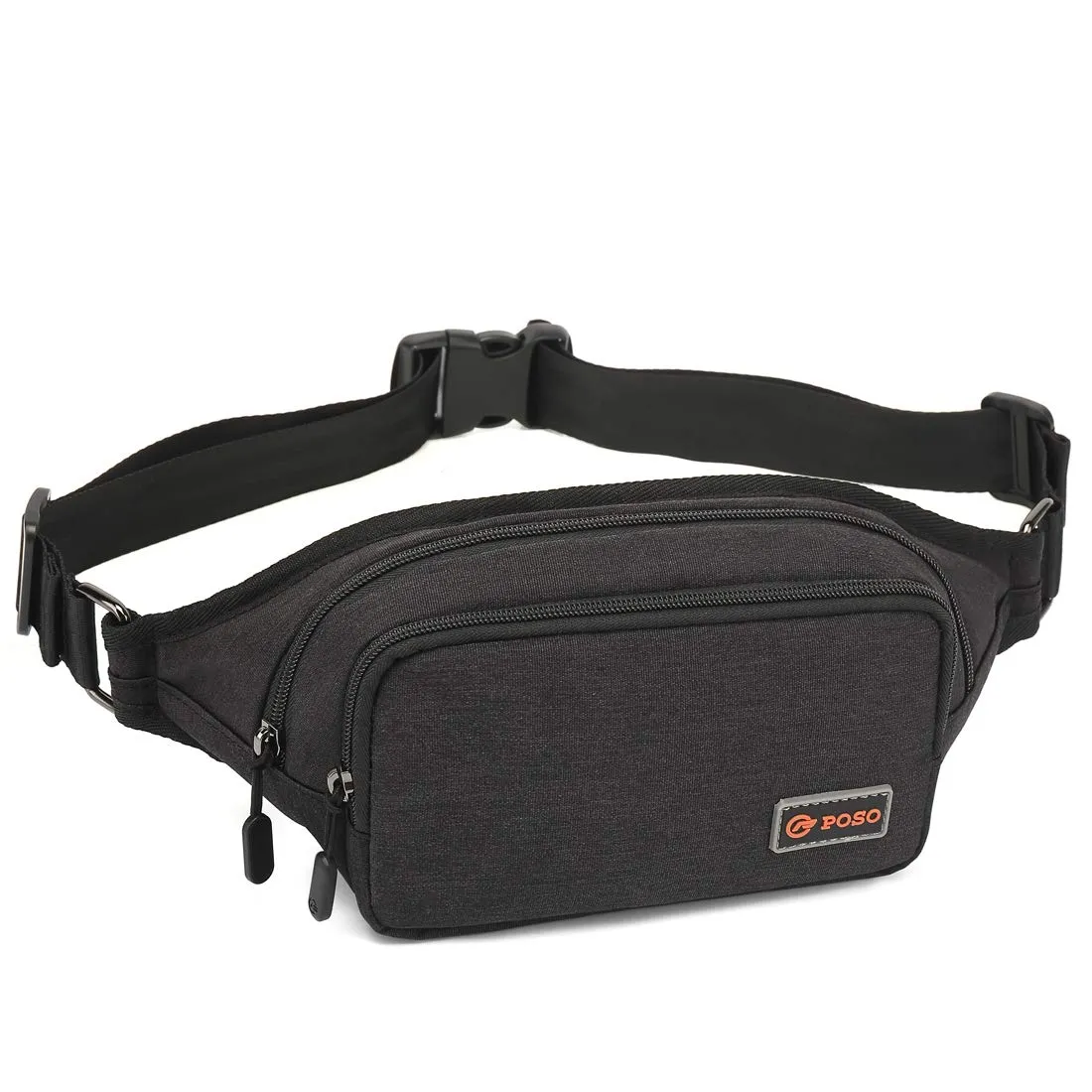 POSO Rover Nylon Waist Bag Travel Pouch with Adjustable Strap (Black)