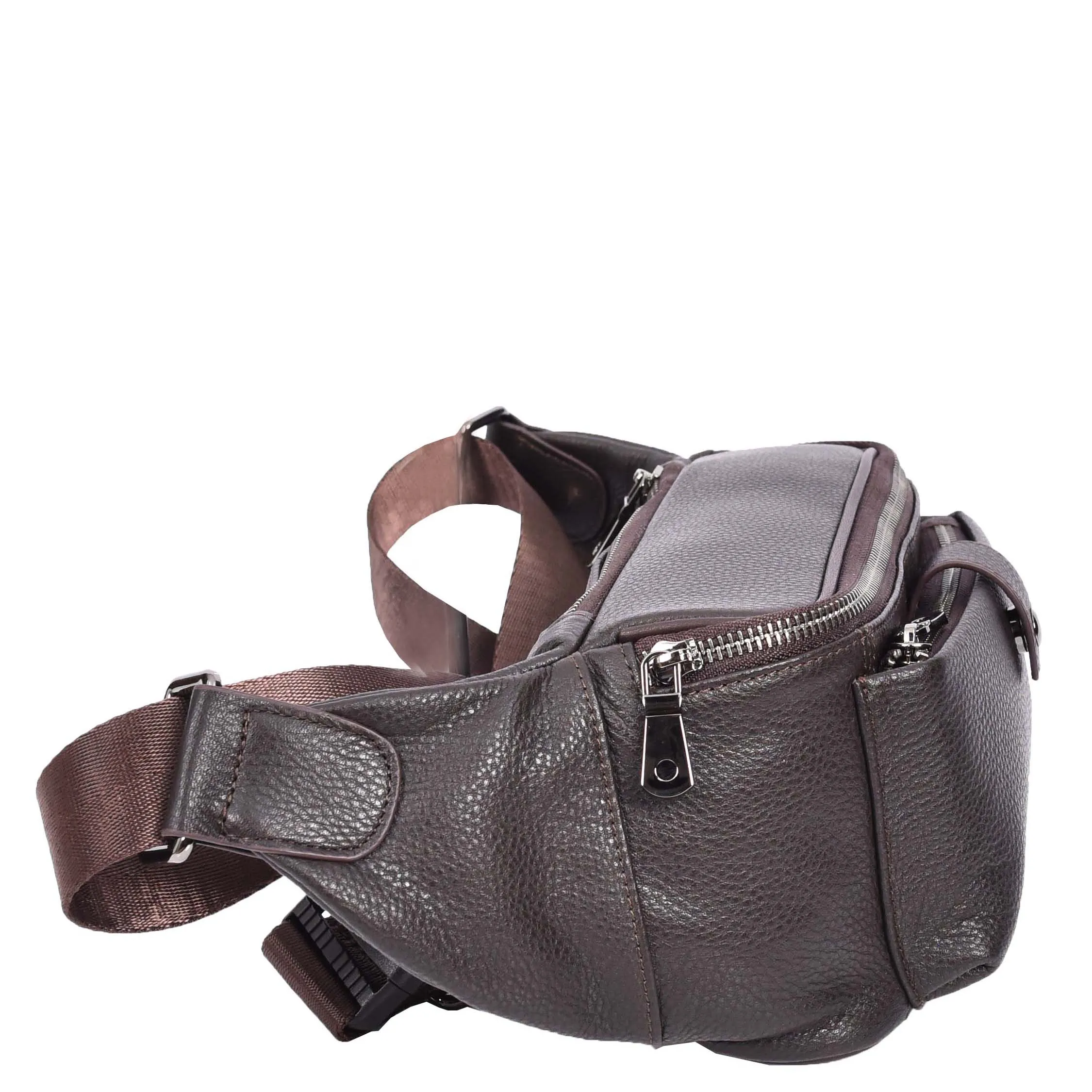 Real Leather Waist Pack Mobile Money Multiple Pockets Bum Bag Travel Pouch AY18 Brown