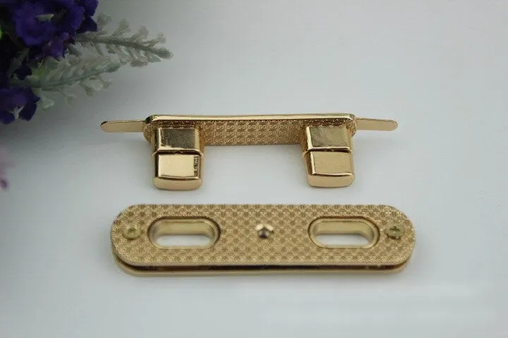 Rectangle Twist Press Lock 75mm Purse Charm Organizer Luggage Hardware Antique Gold Lock And Key Closure Small Bag Clutch Metal Accessories