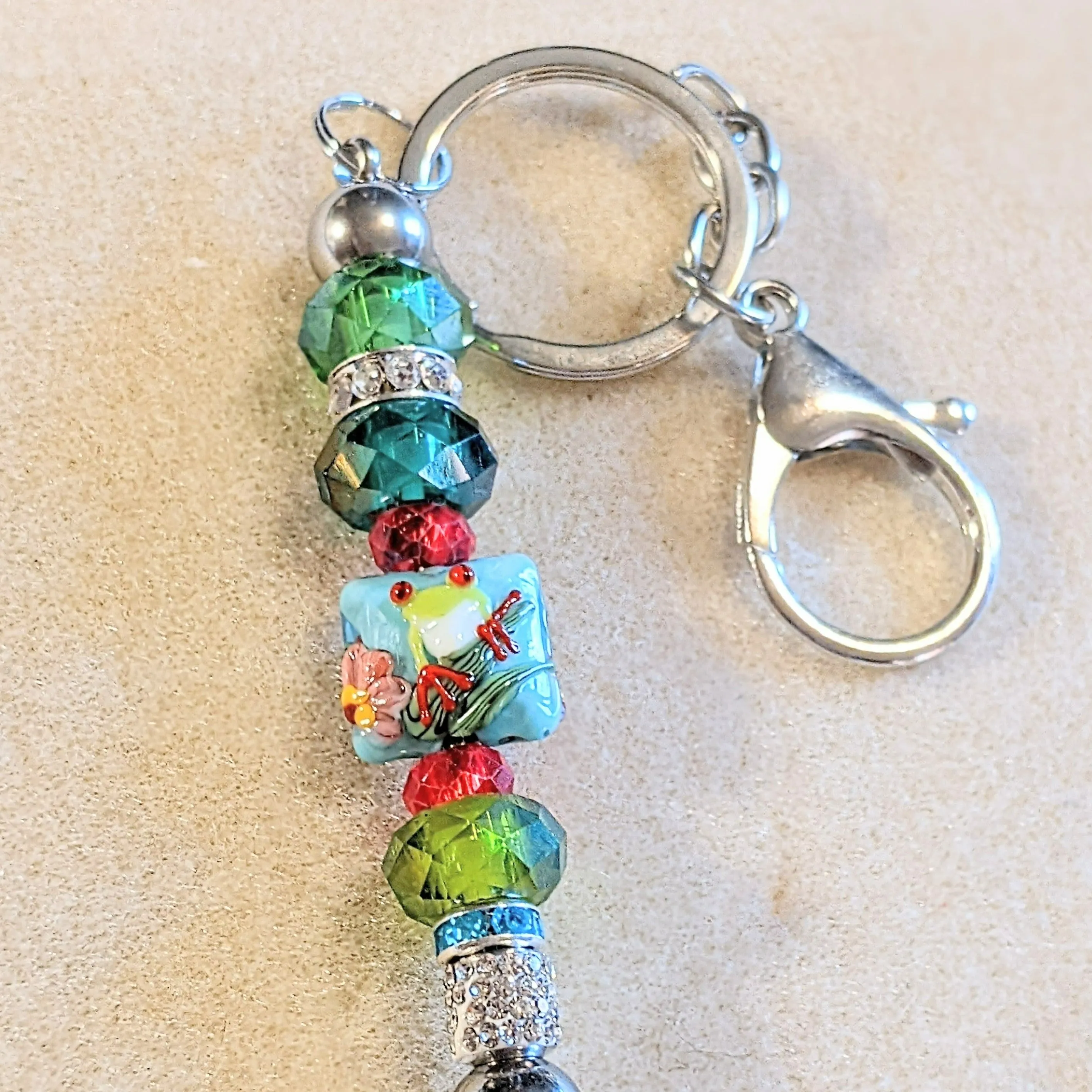 Red Eyed Tree Frog Crystal Keychain/Purse Clip