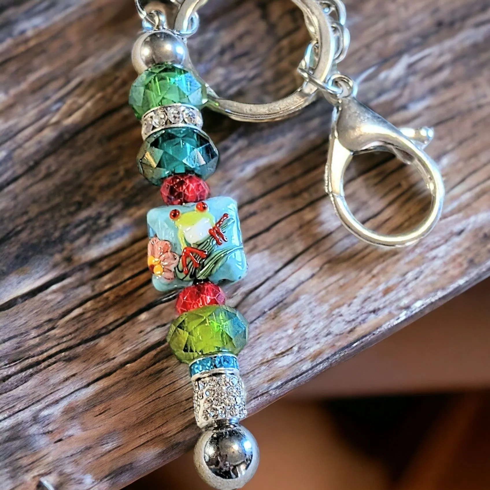 Red Eyed Tree Frog Crystal Keychain/Purse Clip