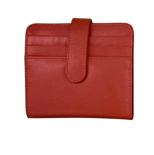 Red Leather Bi-Fold Wallet, Colorful Leather Wallet