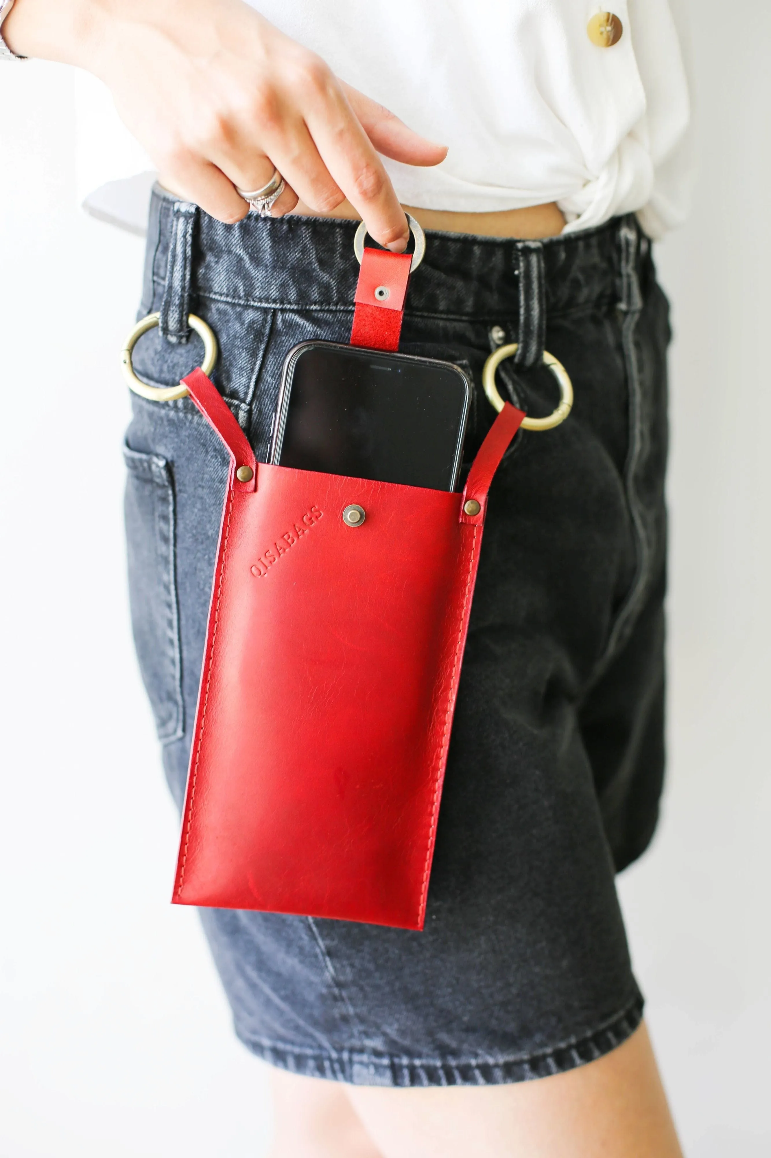 Red Leather Phone Bag