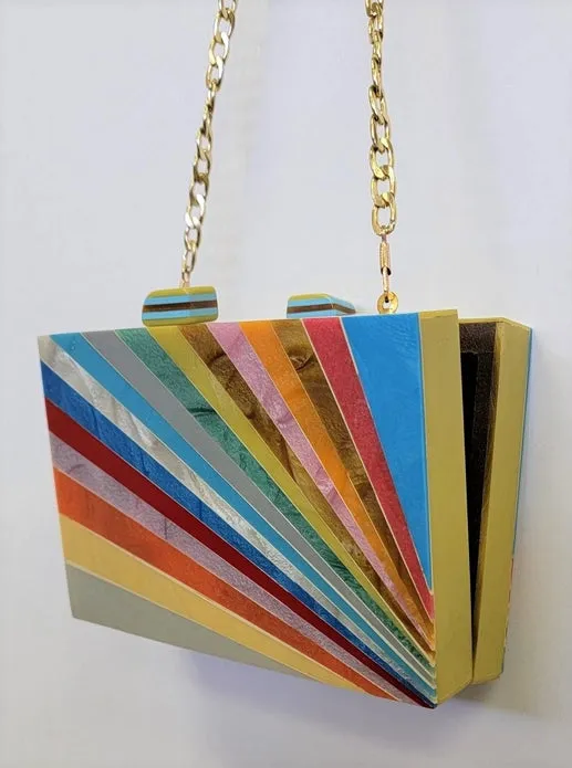 Ricki Designs Bag: Wood Arylic Inlay Clutch