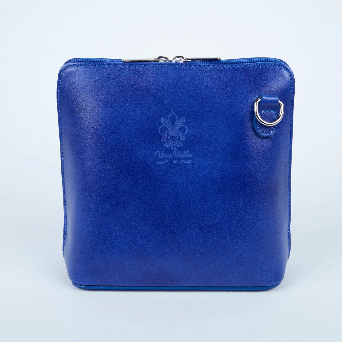 Royal Blue Mini Structure Italian Leather Crossbody Bag