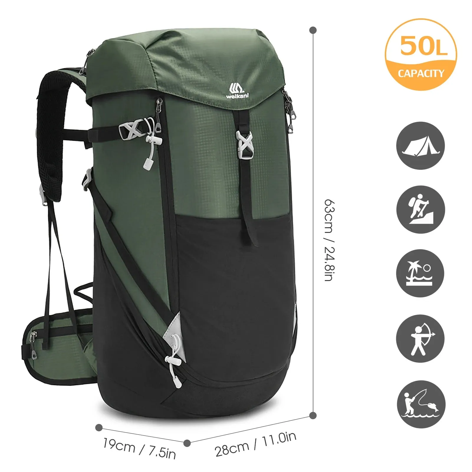 Running Camping 50L Mountaineering Backpack Waterproof Outdoor Running Bicycle Breathable Jogging Daypack Bag for Hiking Camping