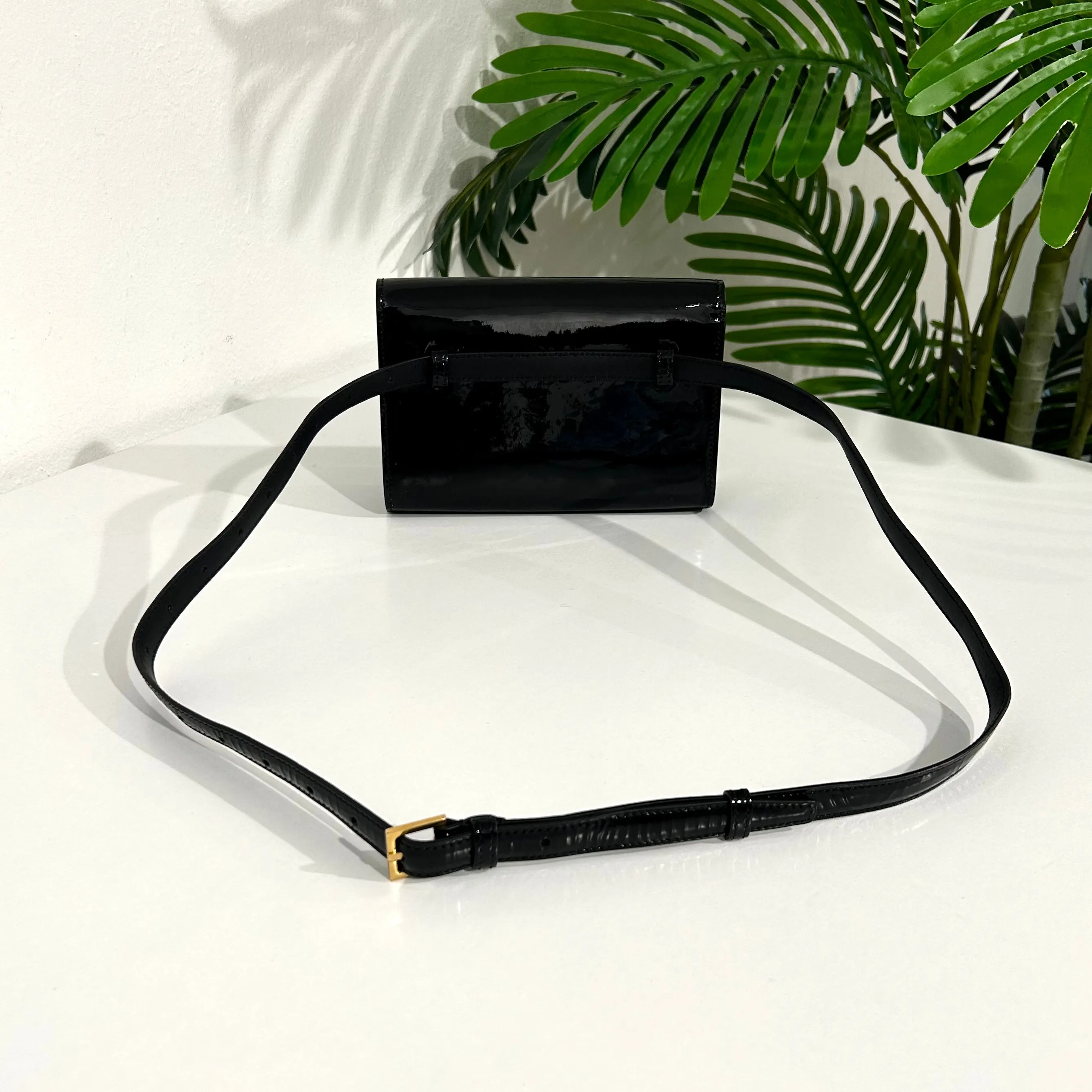 Saint Laurent Black Patent Belt Bag