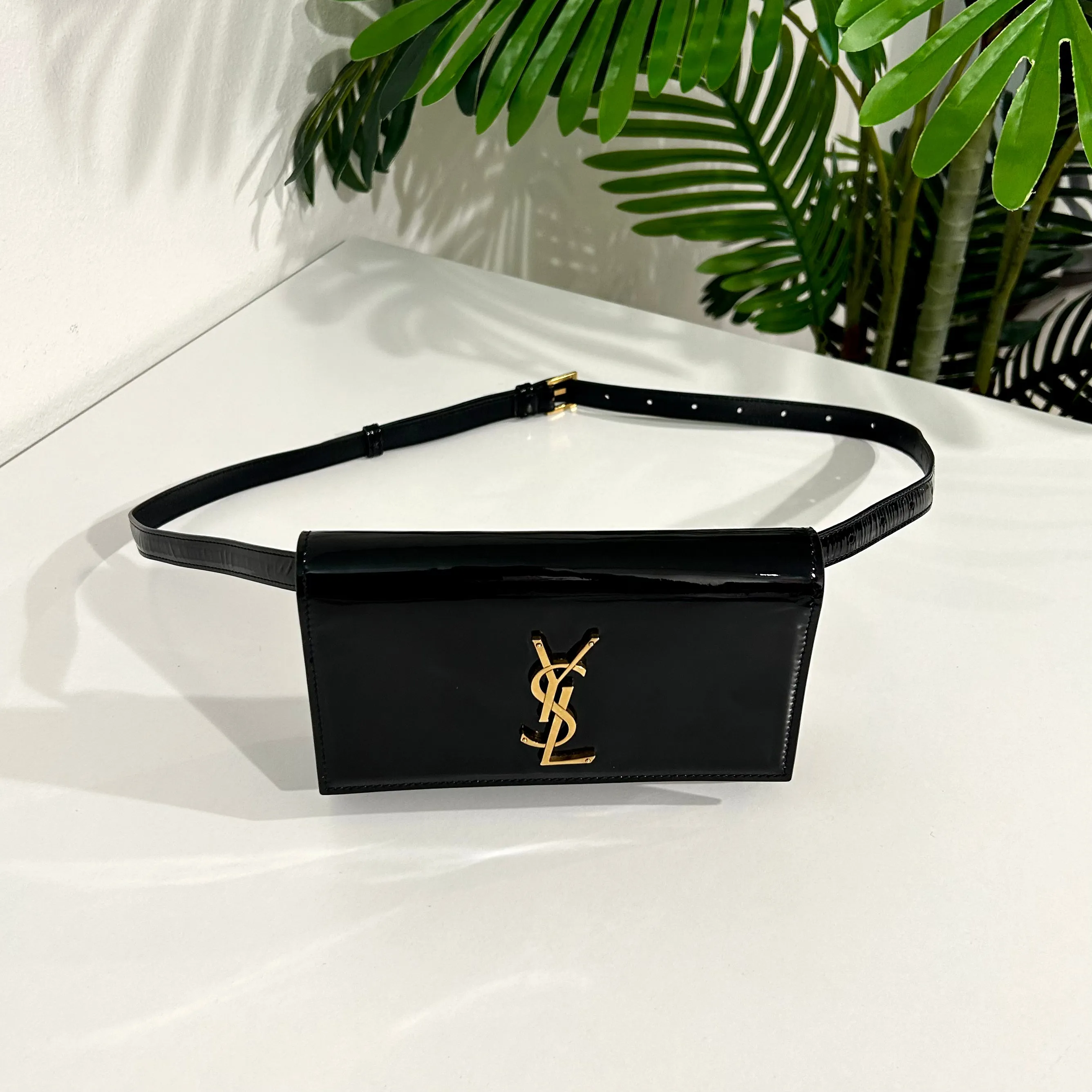 Saint Laurent Black Patent Belt Bag