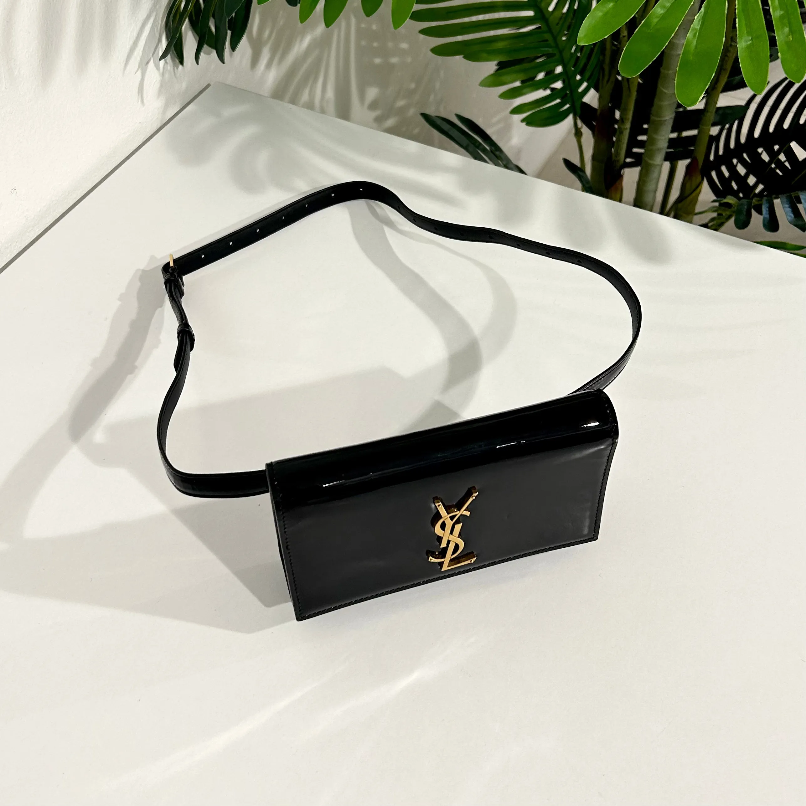 Saint Laurent Black Patent Belt Bag