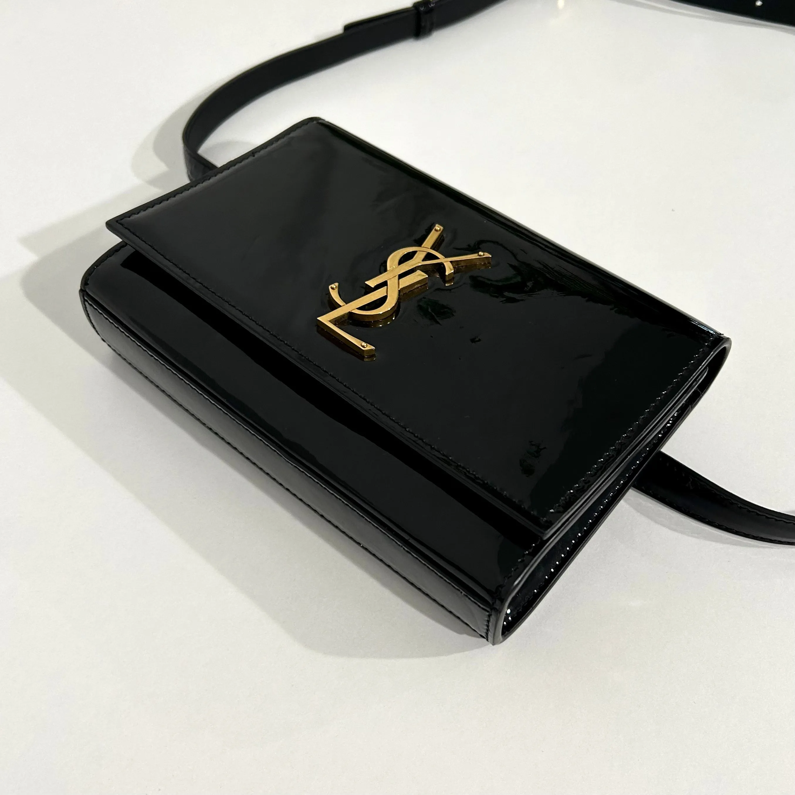 Saint Laurent Black Patent Belt Bag