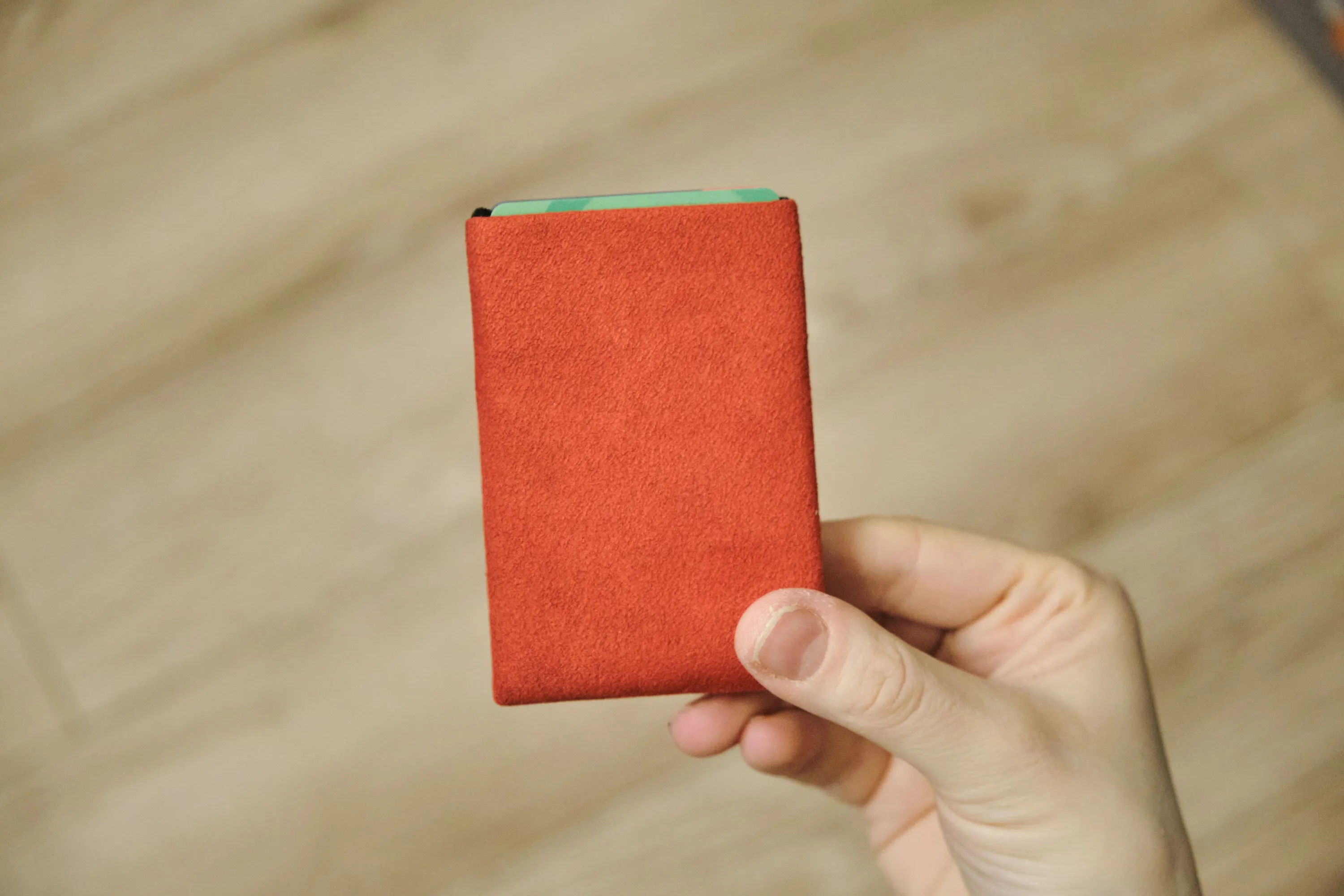 Say Goodbye to Bulky Wallets with Our Sleek Alcantara Minimalist Wallet - Red