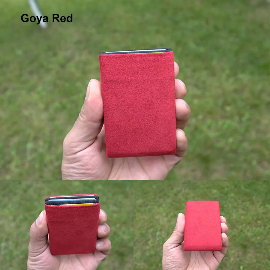 Say Goodbye to Bulky Wallets with Our Sleek Alcantara Minimalist Wallet - Red