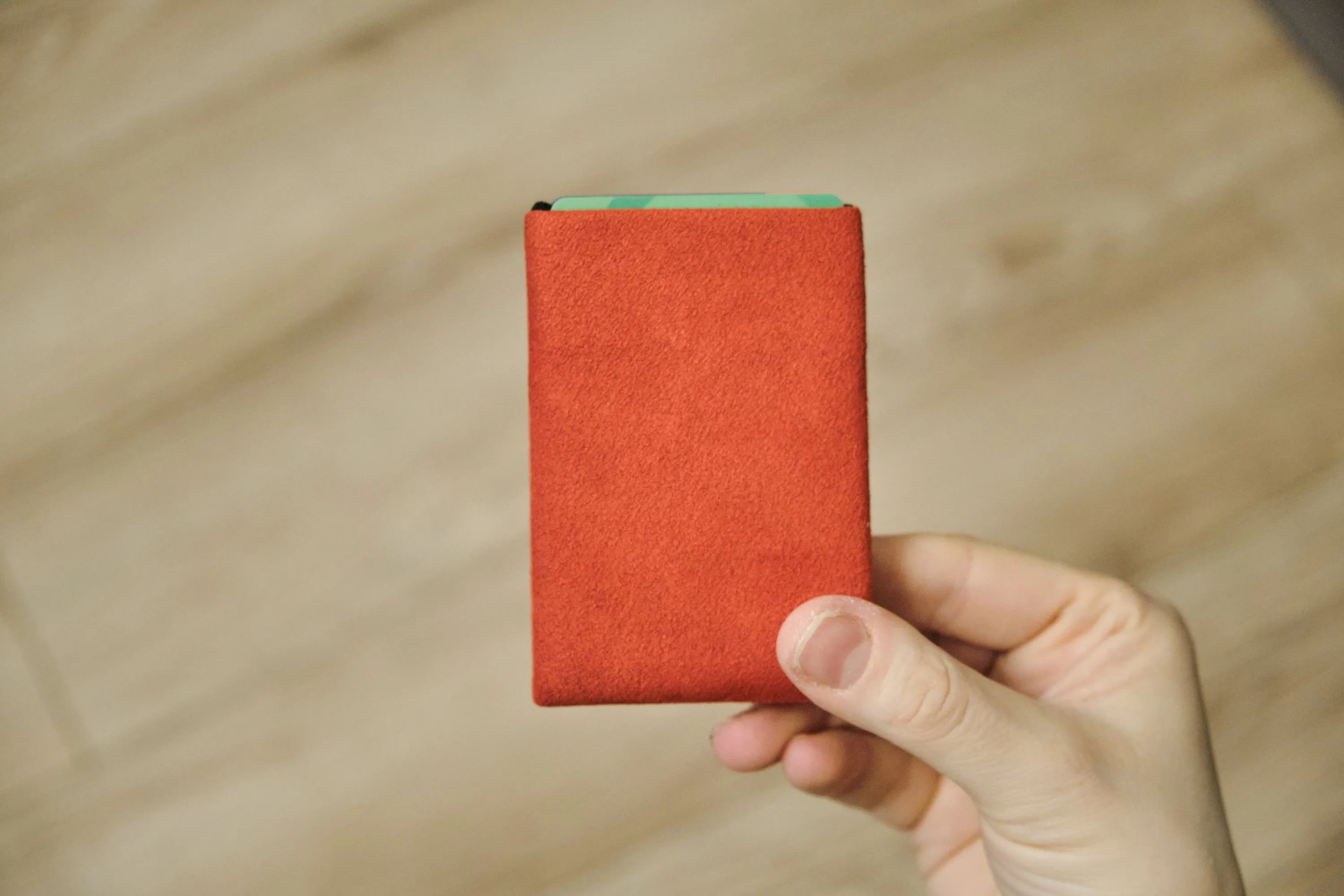 Say Goodbye to Bulky Wallets with Our Sleek Alcantara Minimalist Wallet - Red