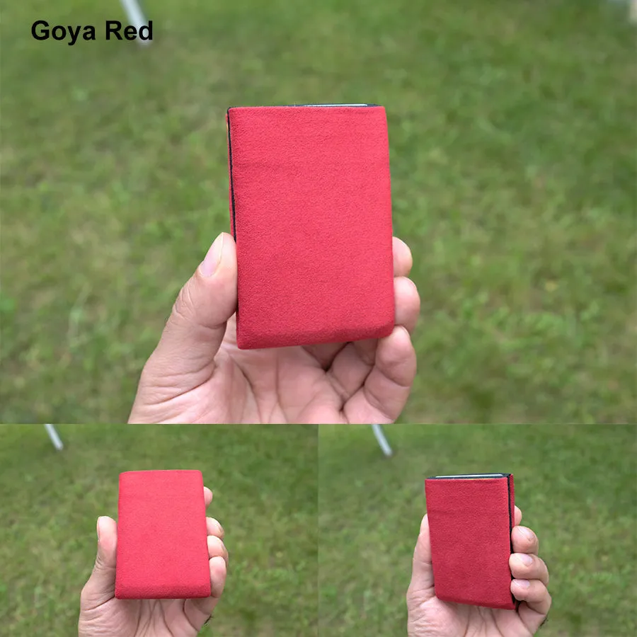 Say Goodbye to Bulky Wallets with Our Sleek Alcantara Minimalist Wallet - Red