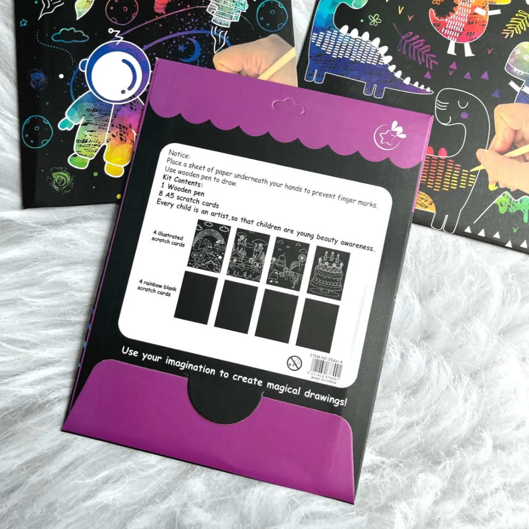 Scratch Drawing Book with Scratch tool - 8 Card (Random)