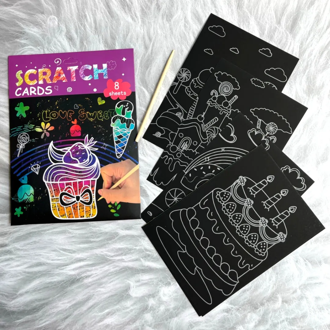 Scratch Drawing Book with Scratch tool - 8 Card (Random)