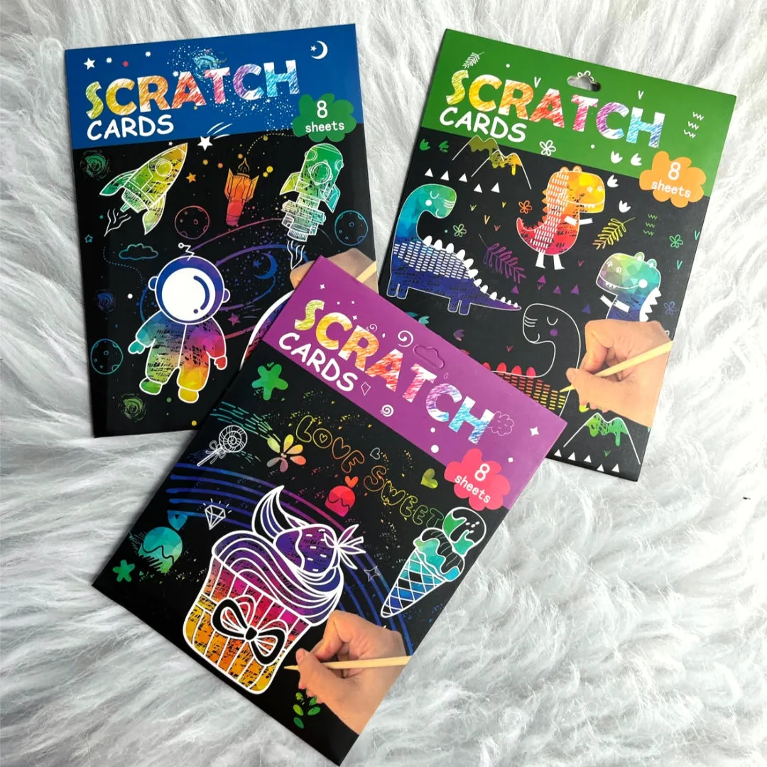 Scratch Drawing Book with Scratch tool - 8 Card (Random)