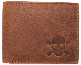 Skull Bone RFID Blocking Real Leather Bifold Classic Wallet for Men