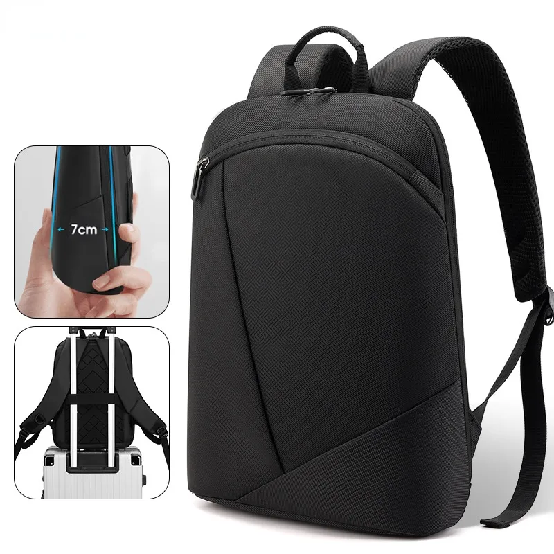 Slim Laptop Backpack for Men Work Bag 15.6 Inch Office Black Backpack Lightweight