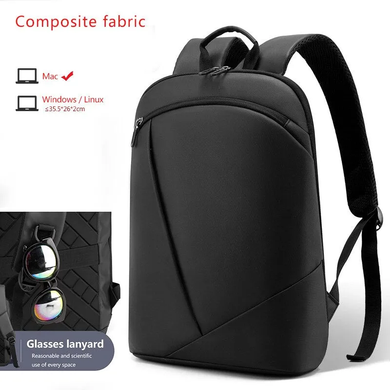 Slim Laptop Backpack for Men Work Bag 15.6 Inch Office Black Backpack Lightweight