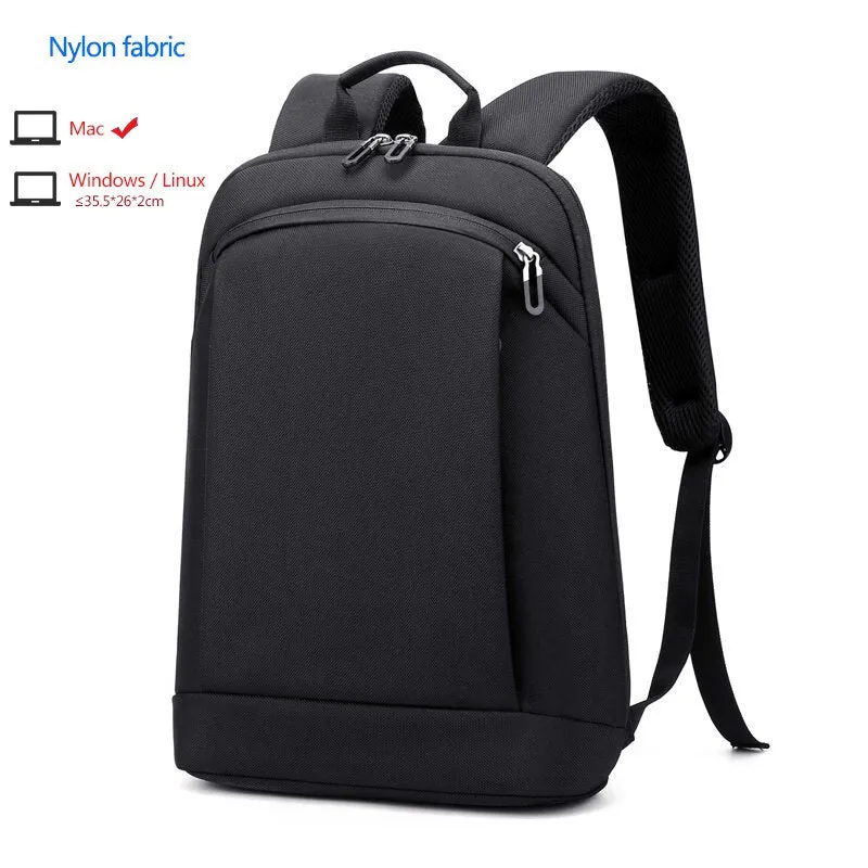 Slim Laptop Backpack for Men Work Bag 15.6 Inch Office Black Backpack Lightweight