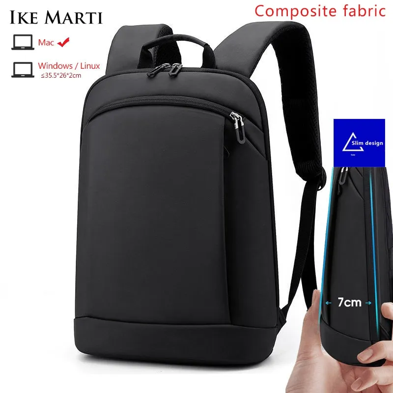 Slim Laptop Backpack for Men Work Bag 15.6 Inch Office Black Backpack Lightweight