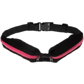 Sports Waterproof Elastic Waist Bag Two Pockets Fanny Pack Zip Pouch(Magenta)