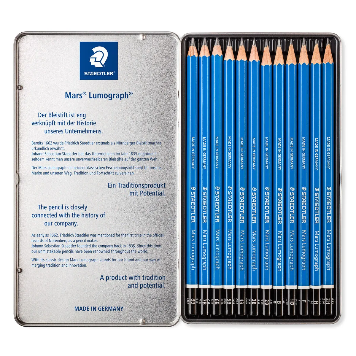 Staedtler Mars Lumograph Drawing Pencils 12 Piece Set Various Grades