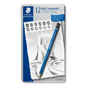 Staedtler Mars Lumograph Drawing Pencils 12 Piece Set Various Grades