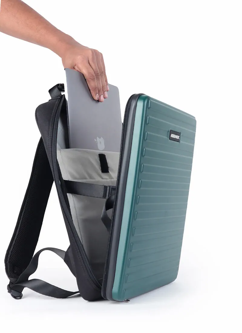 Stark Edge Combo | Green | Cabin Hard Luggage with Backpack