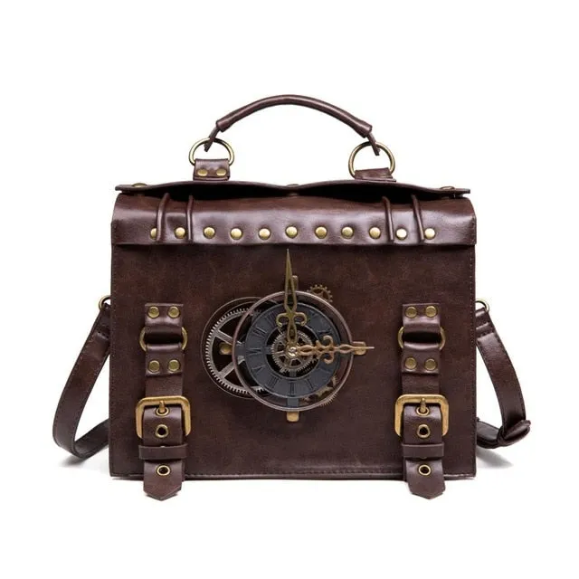 Steampunk Gear Retro Gothic Bags Leather Cross Body Bag