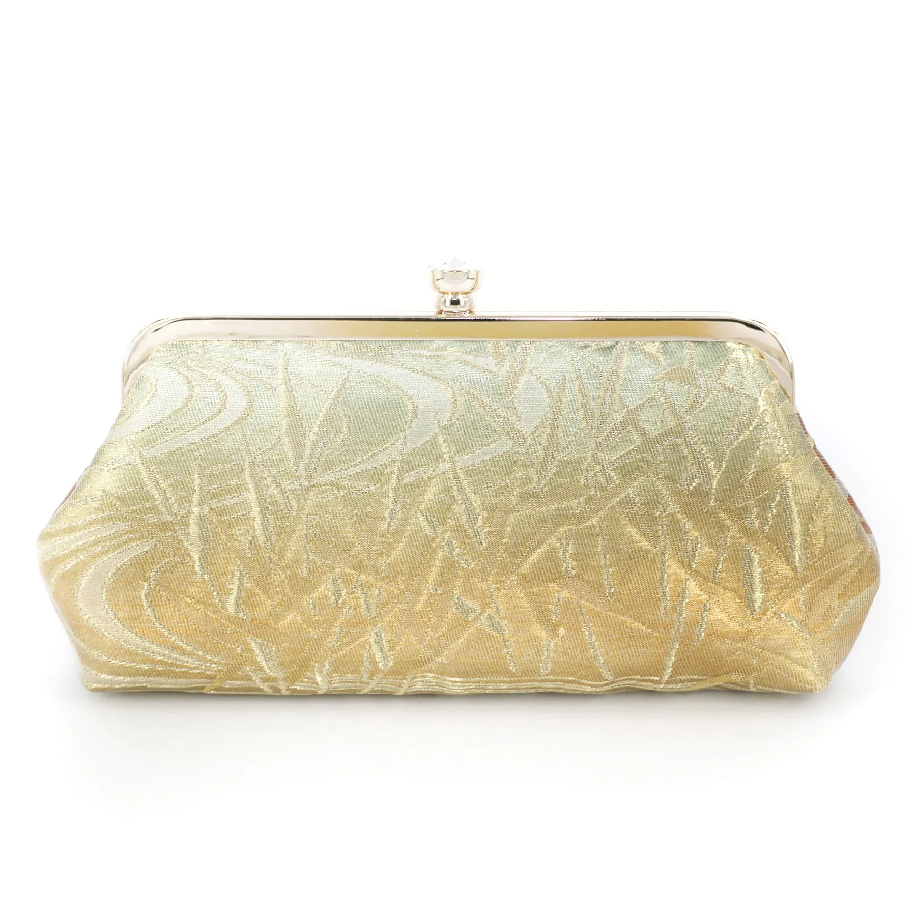 Summer Grass Kimono Obi Clutch Purse in Gradient Gold, Blush, Copper