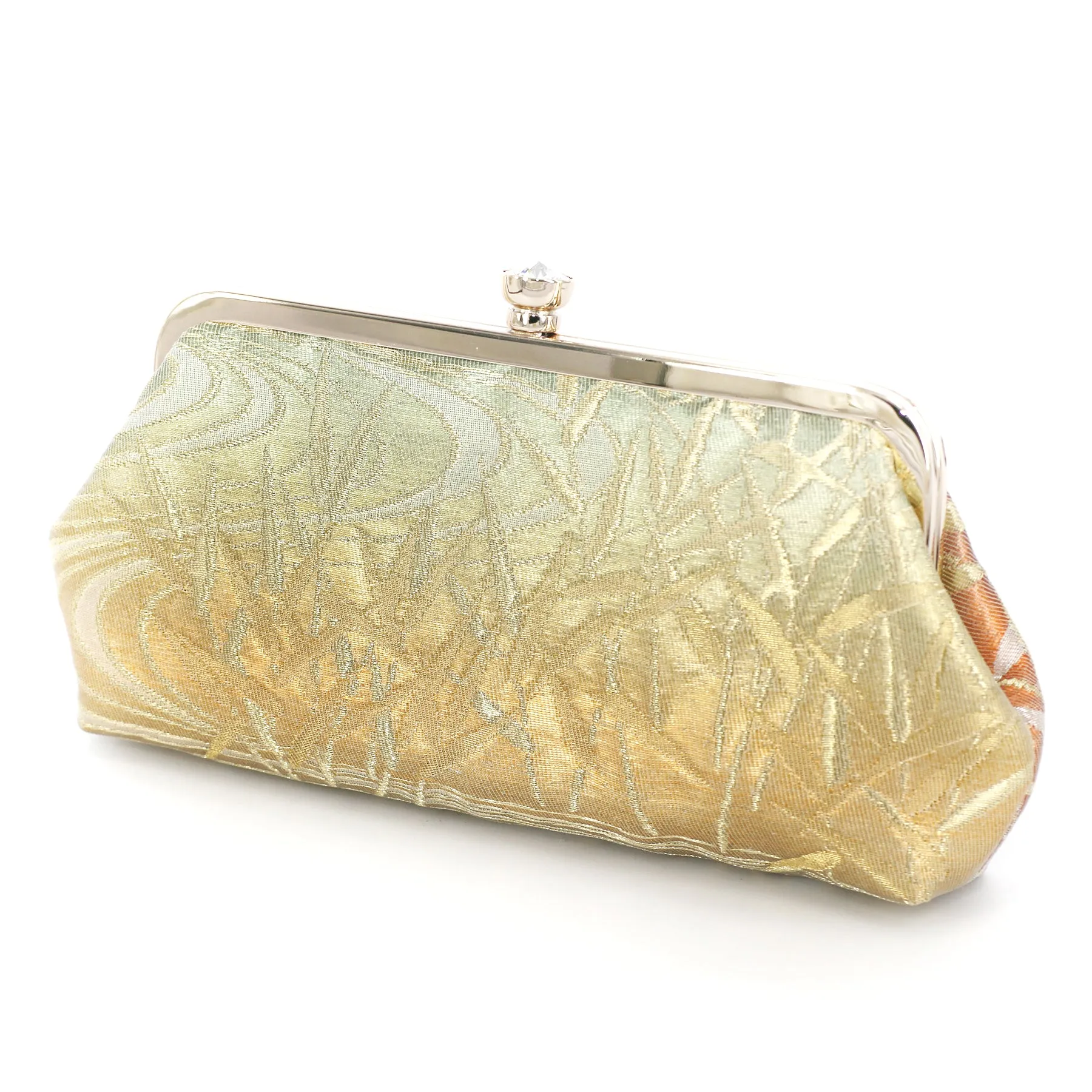 Summer Grass Kimono Obi Clutch Purse in Gradient Gold, Blush, Copper