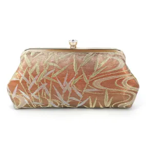 Summer Grass Kimono Obi Clutch Purse in Gradient Gold, Blush, Copper