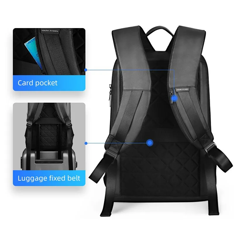 Super Slim Laptop Backpack for Work Men 15.6 inch Work Man Backpack Business Bag Unisex Black