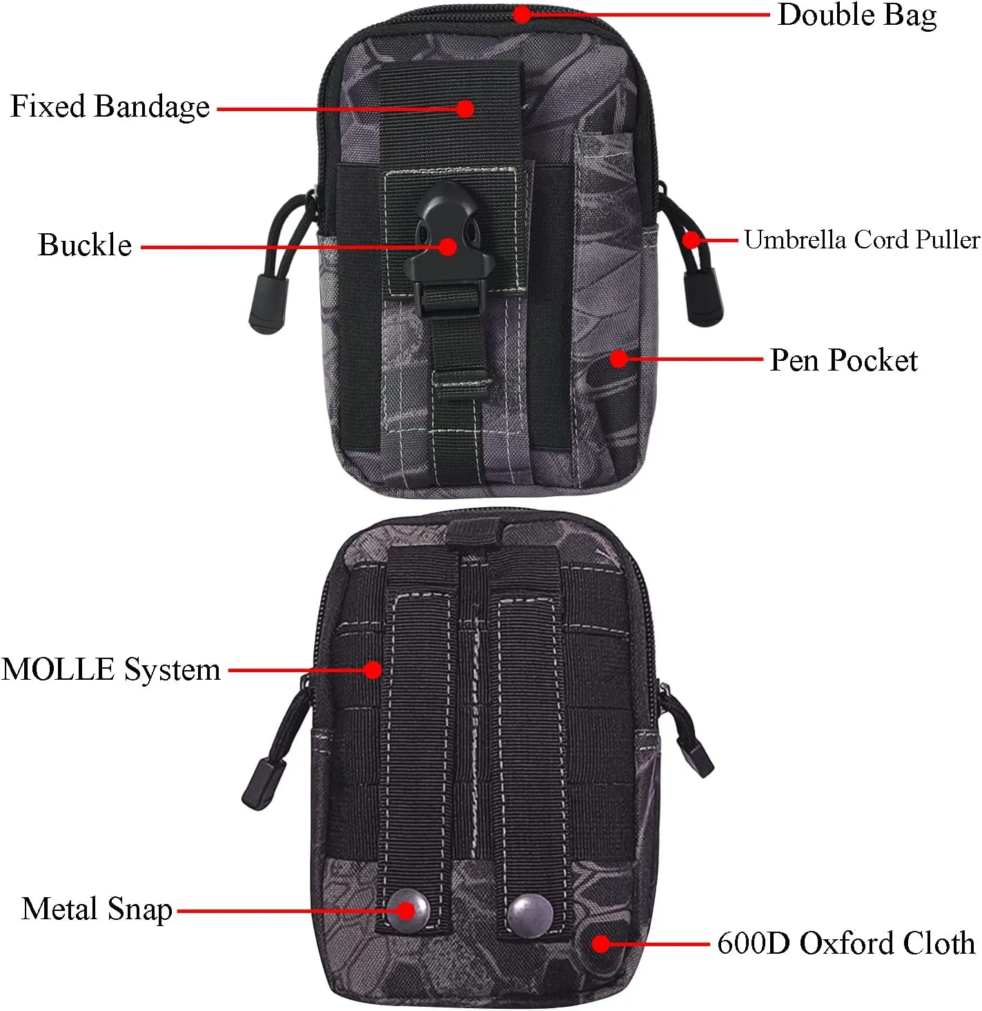 Tactical MOLLE Pouch & Waist Bag for Hiking & Outdoor Activities