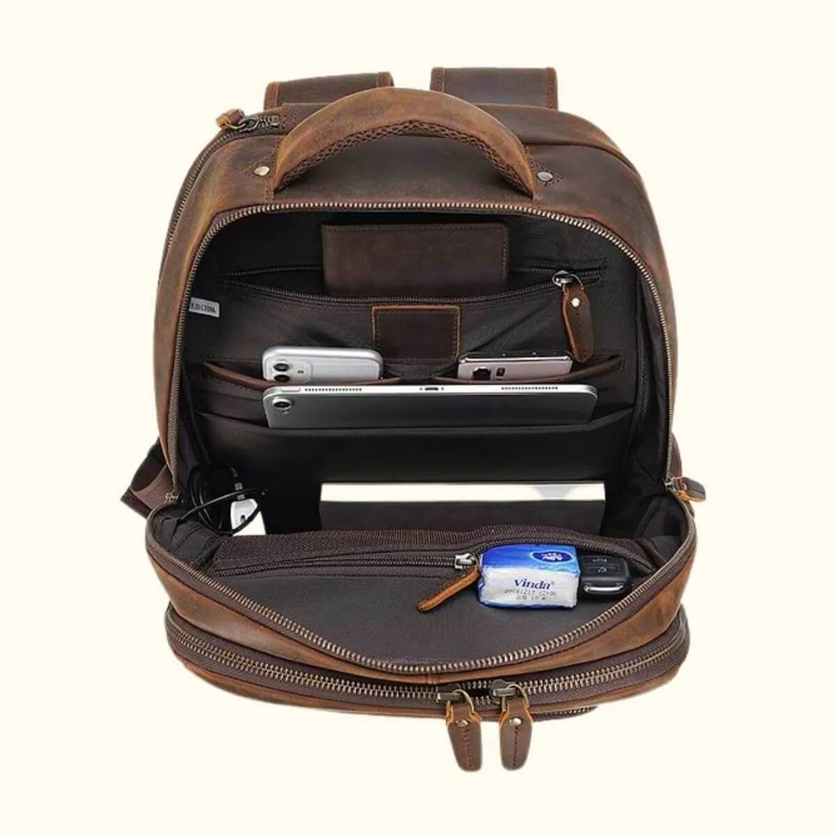 The Vintage Lariat - Leather Laptop Backpack for Men