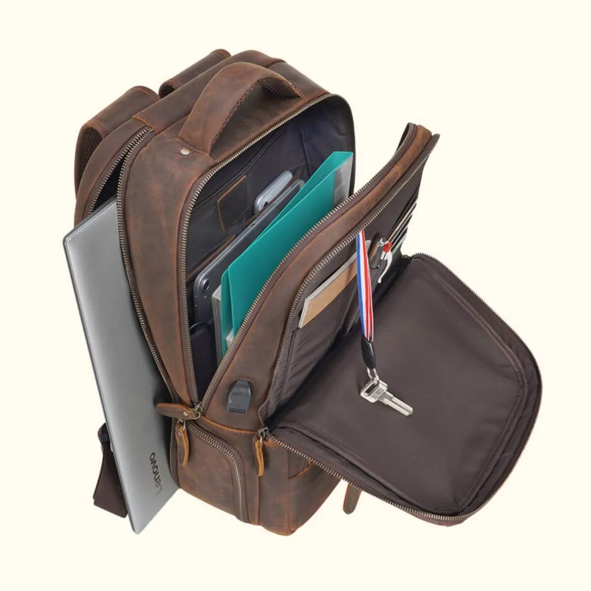 The Vintage Lariat - Leather Laptop Backpack for Men