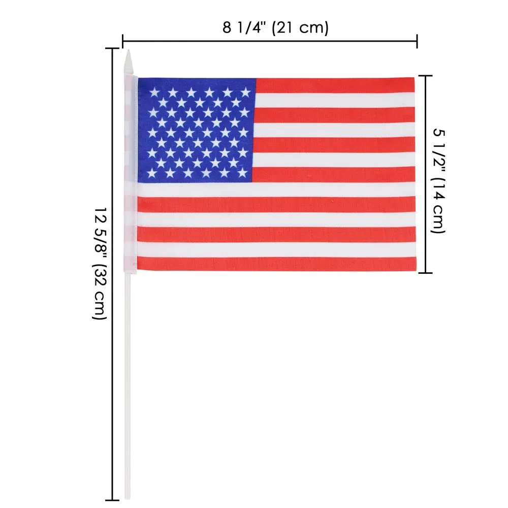 TheLAShop 8"x5" Small American Flag with Stick for Yard(12ct/24ct)