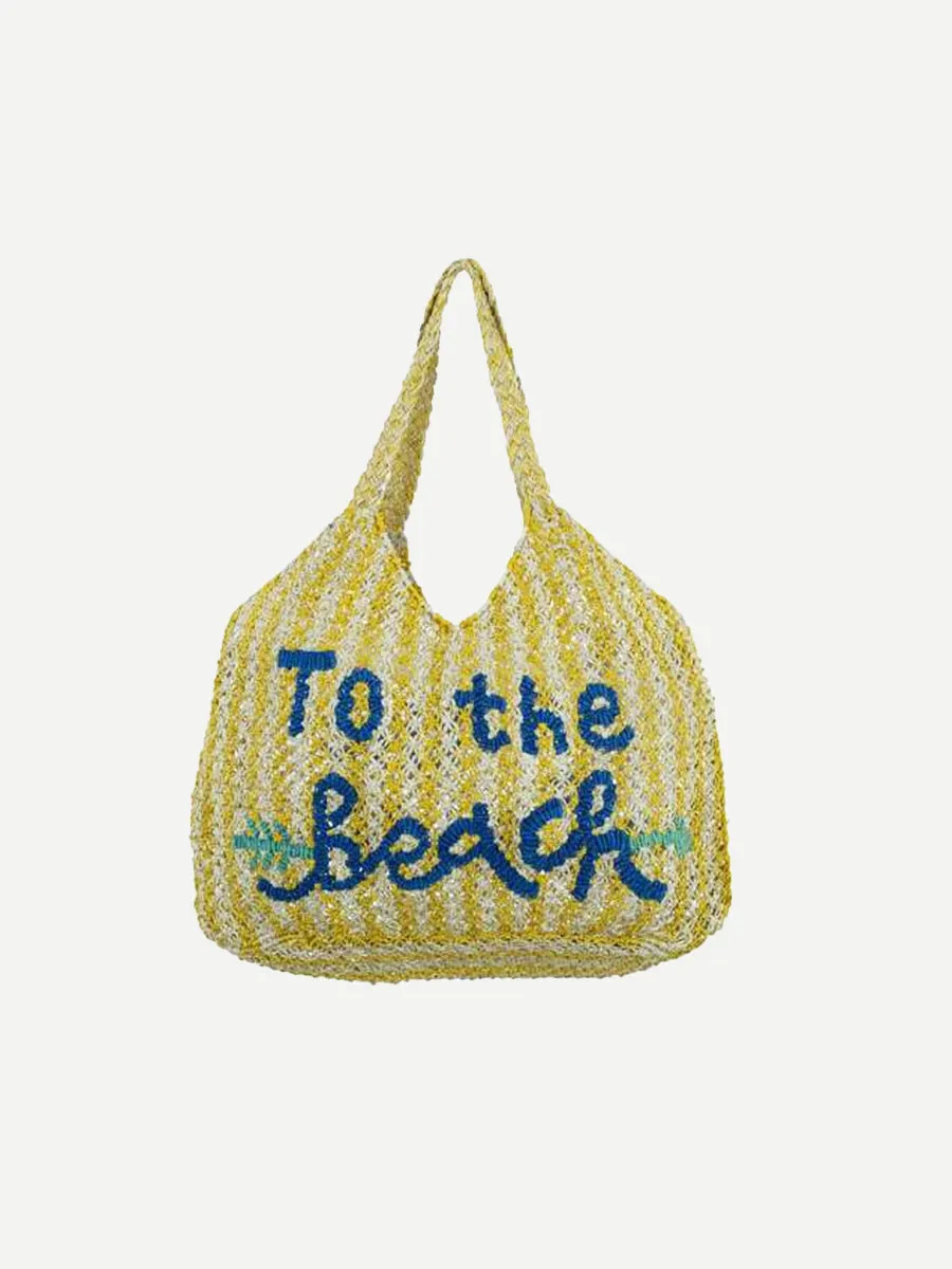 To the Beach Drew Bag in Yellow Stripe