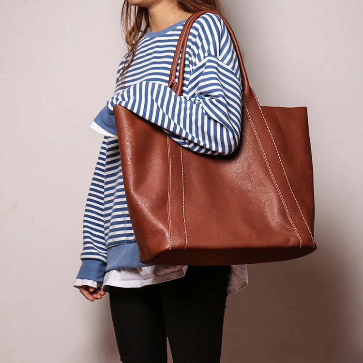 Tote Bag Handmade Full Grain Leather Handbag Large Shopping Bag