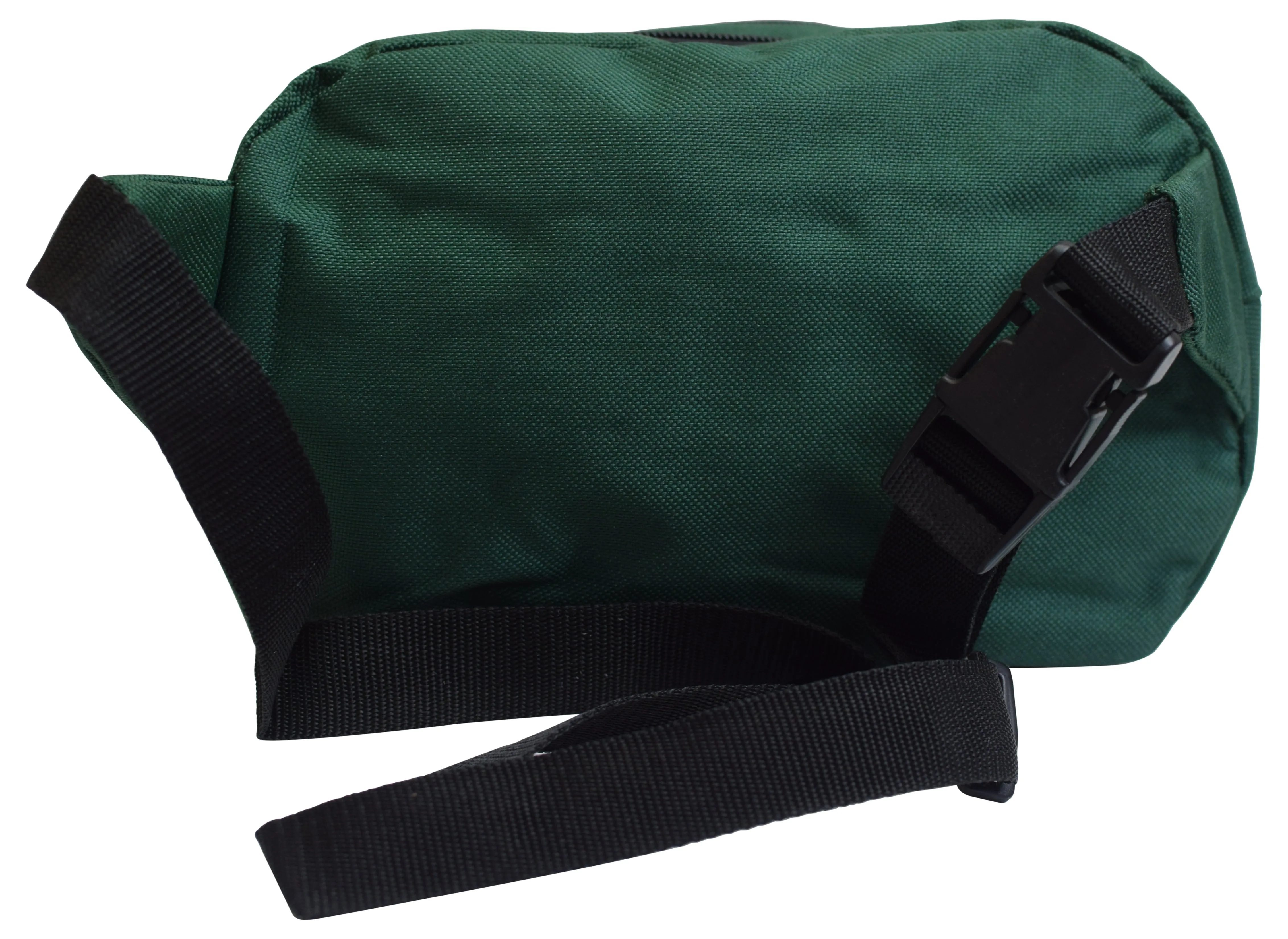 Travel Rounded Nylon Waist Pouch Fanny Pack W/ Adjustable Strap Black Green