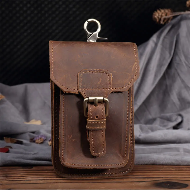 Travel Waist Hanging Pack Hook Leather Belt Bag