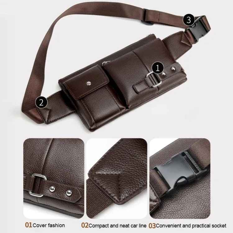 Universal Outdoor Men Shoulder Messenger Bags Retro Men Waist Bag, Size: L (27cm x 15cm x 1cm) (Black)