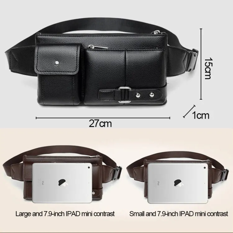 Universal Outdoor Men Shoulder Messenger Bags Retro Men Waist Bag, Size: L (27cm x 15cm x 1cm) (Black)